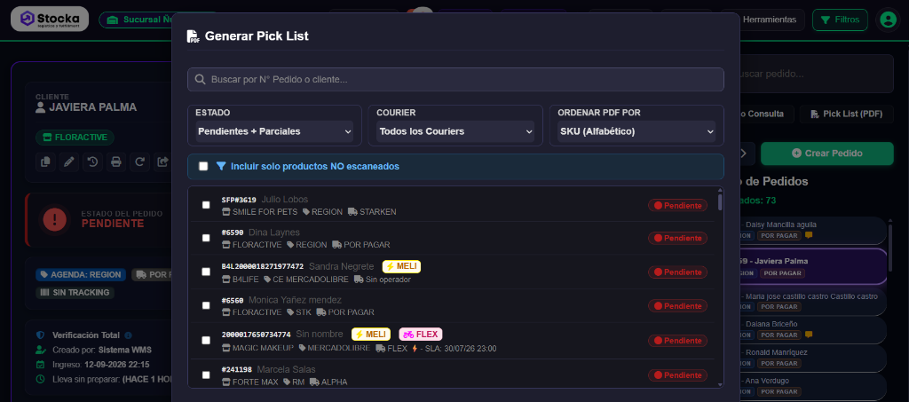 Stocka Picker Generador de Pick Lists por Courier